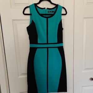 New York & Company Turquoise and Black Mini Dress